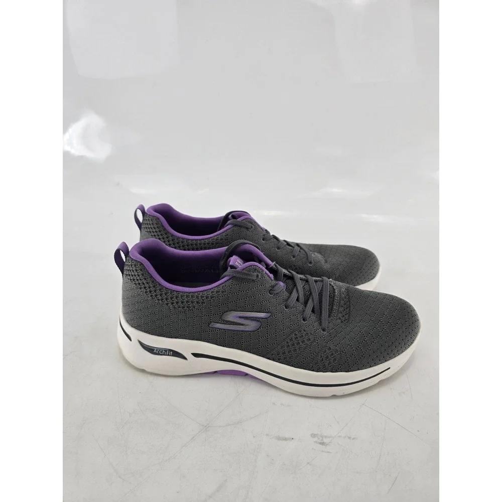 Skechers GoWalk Arch Fit Iconic Shoes Womens 11 Gray Purple Sneakers -Excellent